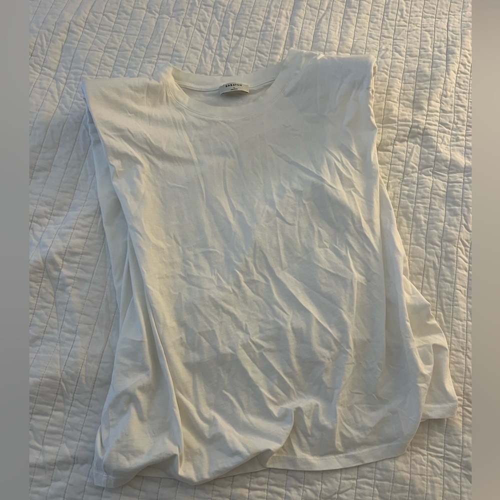 Babaton Large White Sleeveless Tee with shoulder pads